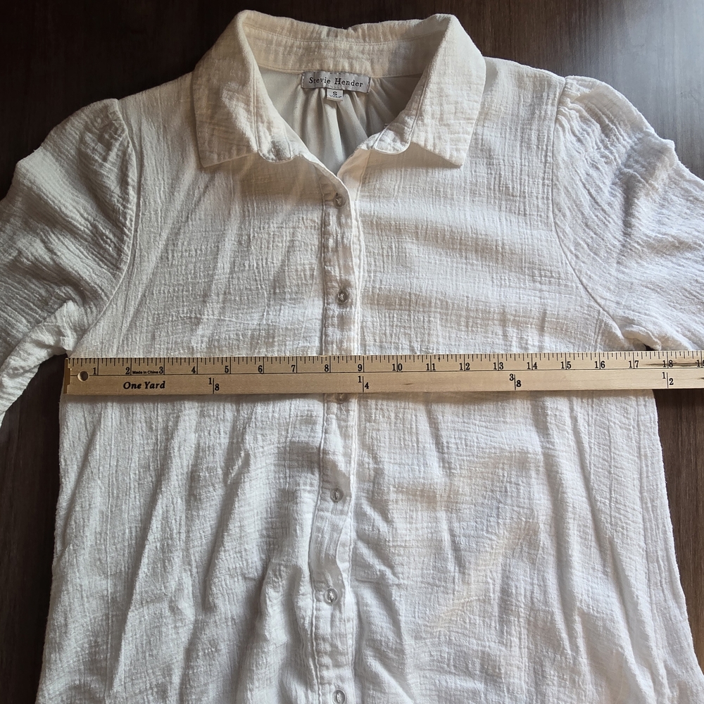 Stevie Hender White 100% Cotton Gauze Textured Dress Lightweight Size Small - Picture 3 of 8